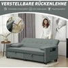HOMCOM 3 vietų sofa-lova, reguliuojama miegamoji sofa su ištraukiama lova, pagalvėlės, pilka