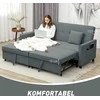 HOMCOM sofos lova, reguliuojama 3 vietų sofa su miegamąja funkcija, išskleidžiama sofa-lova, pagalvėlės, pilka