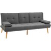 HOMCOM sofa lova, 3 vietų sofa, sofa-lova su atlenkiamu staliuku, puodelių laikikliu, skandinaviško dizaino, tamsiai pilka, iki 250 kg