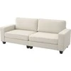 HOMCOM 3 vietų sofa, sofa su porankiais, atlošo pagalvėlės, svetainės sofa su velveto užvalkalu, spyruoklinė šerdis, minkšta sofa svetainei, miegamajam 227 x 84 x 87 cm, kreminės baltos spalvos
