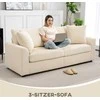 HOMCOM 3 vietų sofa, sofa su porankiais, pagalvėlės, paminkštinta sofa su velveto audinio apmušalais, storai paminkštinta svetainės sofa iki 450 kg gyvenamajam kambariui, miegamajam 212 x 80 x 88 cm, kreminės baltos spalvos