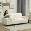 HOMCOM 3 vietų sofa, sofa su porankiais, atlošo pagalvėlėmis, svetainės sofa su velveto užvalkalu, spyruoklinė šerdis, stora minkšta sofa svetainei, miegamajam 193 x 77 x 80 cm, kreminės baltos spalvos