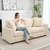 HOMCOM 3 vietų sofa, sofa su porankiais, pagalvėlės, paminkštinta sofa su velveto audinio apmušalais, storai paminkštinta svetainės sofa iki 450 kg gyvenamajam kambariui, miegamajam 212 x 80 x 88 cm, kreminės baltos spalvos