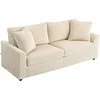 HOMCOM 3 vietų sofa, sofa su porankiais, pagalvėlės, paminkštinta sofa su velveto audinio apmušalais, storai paminkštinta svetainės sofa iki 450 kg gyvenamajam kambariui, miegamajam 212 x 80 x 88 cm, kreminės baltos spalvos