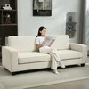 HOMCOM 3 vietų sofa, sofa su porankiais, atlošo pagalvėlės, svetainės sofa su velveto užvalkalu, spyruoklinė šerdis, minkšta sofa svetainei, miegamajam 227 x 84 x 87 cm, kreminės baltos spalvos