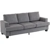 HOMCOM 3 vietų sofa, svetainės sofa 3 asmenims, audinio danga, plieno rėmas, minkšta sofa, pilka