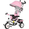 HOMCOM 6-in-1 triratukas su stūmimo rankena, vaikiškas triratukas su nuimamu stogeliu nuo saulės, su 5 taškų saugos diržais, krepšeliu, gėrimų laikikliu, vaikams nuo 1 iki 5 metų, rožinis