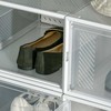HOMCOM 8 batų dėžių rinkinys, batų organizatorius su magnetinėmis durelėmis, batų dėžė su dangčiu, batų laikymo dėžė iš plastiko, skirta batams iki 45 dydžio, skaidri+balta