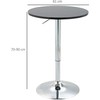 HOMCOM Apvalus baro stalas reguliuojamo aukščio pasukamas stalas plieno juodas Ø61x70-97cm
