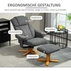 HOMCOM atlenkiamas fotelis su atlenkimo funkcija, atlenkiamas fotelis su taburete, televizoriaus fotelis, maksimali apkrova 150 kg, skirtas svetainei, miegamajam, 79 x 80 x 104 cm, tamsiai pilkos spalvos