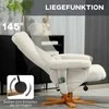 HOMCOM atlenkiamas masažinis fotelis su taburete ir daiktadėže Televizoriaus fotelis su atlenkimo funkcija 360° pasukamas su šonine kišene, odos imitacija 80 x 86 x 99 cm, kreminės spalvos, baltas