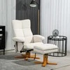 HOMCOM atlenkiamas masažinis fotelis su taburete ir daiktadėže Televizoriaus fotelis su atlenkimo funkcija 360° pasukamas su šonine kišene, odos imitacija 80 x 86 x 99 cm, kreminės spalvos, baltas