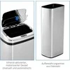 HOMCOM automatinė šiukšliadėžė su jutikliu, virtuvinė šiukšliadėžė iš nerūdijančio plieno, 50/68 l, sidabrinė (50 l)