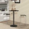 HOMCOM baro stalas aukštas stalas apvalus valgomojo stalas 2 asmenims, marmurinės išvaizdos virtuvinis stalas svetainei, valgomajam, mažoms patalpoms, juodas, Ø60 x 68-93,5 cm