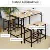 HOMCOM Baro stalo rinkinys 5 dalių baro stalas 4 baro kėdės stalo komplektas virtuvės stalviršis valgomasis stalas plienas ąžuolas + juoda 100x60x88cm