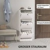 HOMCOM Batų spintelė su 3 atvartais, batų krautuvėlė, batų lentyna su reguliuojama pertvara, siaura batų komoda 12 porų batų 47 x 28 x 115 cm, balta