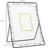 "HOMCOM" beisbolo atmušimo įrenginys "PitchBack", nešiojamasis atmušimo sienelės tinklas su smūgio zona beisbolui, futbolui, metalinis, juodas, 123 x 174 cm