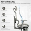 HOMCOM biuro kėdė, ergonomiška darbo kėdė su tinkleliu, reguliuojama, su ratukais, porankiais ir galvos atrama, smėlio spalvos