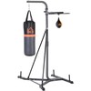 "HOMCOM" Bokso maišo stovas "2-in-1" su 20 kg bokso maišu ir bokso kamuoliu, laisvai pastatoma bokso stotelė, reguliuojamas aukštis, iki 100 kg, plienas