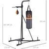 "HOMCOM" Bokso maišo stovas "2-in-1" su 20 kg bokso maišu ir bokso kamuoliu, laisvai pastatoma bokso stotelė, reguliuojamas aukštis, iki 100 kg, plienas