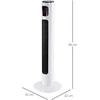 HOMCOM Bokštinis ventiliatorius 70° svyruojantis pjedestalo ventiliatorius su nuotolinio valdymo pulteliu 96 cm kolonos ventiliatorius 45 W 3 režimai ABS plastikas Balta+juoda