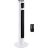 HOMCOM Bokštinis ventiliatorius 70° svyruojantis pjedestalo ventiliatorius su nuotolinio valdymo pulteliu 96 cm kolonos ventiliatorius 45 W 3 režimai ABS plastikas Balta+juoda