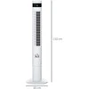 HOMCOM Bokštinis ventiliatorius su nuotolinio valdymo pulteliu 85° Svyruojantis pjedestalinis ventiliatorius 110 cm Koloninis ventiliatorius 50 W 3 režimai ir 3 greičiai PE plastikas Plienas Baltas