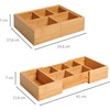 HOMCOM Dėžutė laikymui Organizatorius dėžutės stalčiai, ištraukiamas organizatorius, bambukas, natūralus, 24,6 x 17,6 x 7 cm