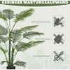 HOMCOM Dirbtinė palmė su 16 plastikinių lapų, UV spinduliams atsparus dirbtinis augalas su plastikiniu vazonu, skirtas naudoti viduje ir lauke, žalias