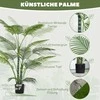 Dirbtinė palmė HOMCOM su 16 plastikinių lapų, UV spinduliams atsparus dirbtinis augalas su plastikiniu vazonu, vidaus ir lauko naudojimui, žalia