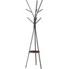 HOMCOM Drabužių stovas Drabužių stovas su 8 kabliukais ir lentyna, pastatomas drabužių, skrybėlių, krepšių stovas, metalinis, rudas, 45x45x180cm