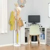 HOMCOM Drabužių stovas Stovintis drabužių stovas su 13 kabliukų, modernus skėčių stovas, metalinis bambukas, gamta+balta