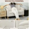 HOMCOM Dviejų vietų sofa su daiktadėže, sagčių apdaila, pagalvėlėmis, kaučiuko mediena, 117x62x78cm, kreminės baltos spalvos