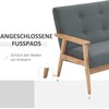 HOMCOM Dvigulė minkštasuolis su apmušalais, kompaktiškas dizainas, dvivietė sofa, medžiaginė sofa, dvivietė, linas ir kaučiukmedis, pilka, 115x66,5x73cm