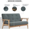 HOMCOM Dvigulė minkštasuolis su apmušalais, kompaktiškas dizainas, dvivietė sofa, medžiaginė sofa, dvivietė, linas ir kaučiukmedis, pilka, 115x66,5x73cm