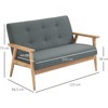 HOMCOM Dvigulė minkštasuolis su apmušalais, kompaktiškas dizainas, dvivietė sofa, medžiaginė sofa, dvivietė, linas ir kaučiukmedis, pilka, 115x66,5x73cm