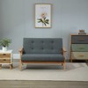 HOMCOM Dvigulė minkštasuolis su apmušalais, kompaktiškas dizainas, dvivietė sofa, medžiaginė sofa, dvivietė, linas ir kaučiukmedis, pilka, 115x66,5x73cm