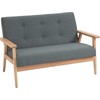 HOMCOM Dvigulė minkštasuolis su apmušalais, kompaktiškas dizainas, dvivietė sofa, medžiaginė sofa, dvivietė, linas ir kaučiukmedis, pilka, 115x66,5x73cm