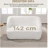 HOMCOM dvivietė sofa, išlenkto dizaino, paminkštinta sofa su fliso apmušalu, svetainei, miegamajam, namų biurui, kreminė balta