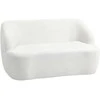 HOMCOM dvivietė sofa, išlenkto dizaino, paminkštinta sofa su fliso apmušalu, svetainei, miegamajam, namų biurui, kreminė balta