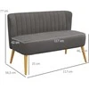 HOMCOM 2-vietė sofa, dvivietis suolo tipo krėslas, linų audinio išvaizda, medinės kojelės, iki 150 kg, tamsiai pilka, 117 x 56,5 x 77 cm