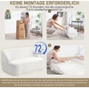 HOMCOM dvivietė sofa, išlenkto dizaino, paminkštinta sofa su fliso apmušalu, svetainei, miegamajam, namų biurui, kreminė balta