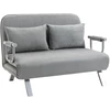 HOMCOM dvivietė sofa-lova su miegojimo funkcija ir pagalve, reguliuojama sofa, iki 150 kg, šviesiai pilka