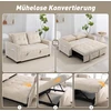 HOMCOM dvivietė sofa-lova, velvetinis užvalkalas, transformuojama į sofą-lovą, 2 pagalvės, šoninės kišenės, 157 x 190 cm, kreminė balta