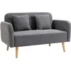 HOMCOM dvivietė sofa, „Loveseat“ su pagalvėlėmis, reguliuojamos kojų atramos, aksominis poliesteris, kaučiukmedis, porolonas, 2 vietų, audinio užvalkalas