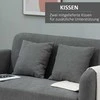 HOMCOM dvivietė sofa, „Loveseat“ su pagalvėlėmis, reguliuojamos kojų atramos, aksominis poliesteris, kaučiukmedis, porolonas, 2 vietų, audinio užvalkalas