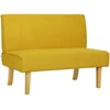 HOMCOM dvivietė sofa, sofa su velveto išvaizda, medinės kojelės, paminkštinta sofa, dvigubė sofa miegamajam, svetainei, 110 x 62 x 85 cm, geltona