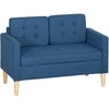 HOMCOM Dvivietė sofa su daiktadėže, su sagų raštais, pagalvėlės, kaučiukmedžio mediena, 117x62x78cm, Mėlyna