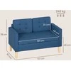 HOMCOM Dvivietė sofa su daiktadėže, su sagų raštais, pagalvėlės, kaučiukmedžio mediena, 117x62x78cm, Mėlyna