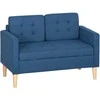HOMCOM Dvivietė sofa su daiktadėže, su sagų raštais, pagalvėlės, kaučiukmedžio mediena, 117x62x78cm, Mėlyna